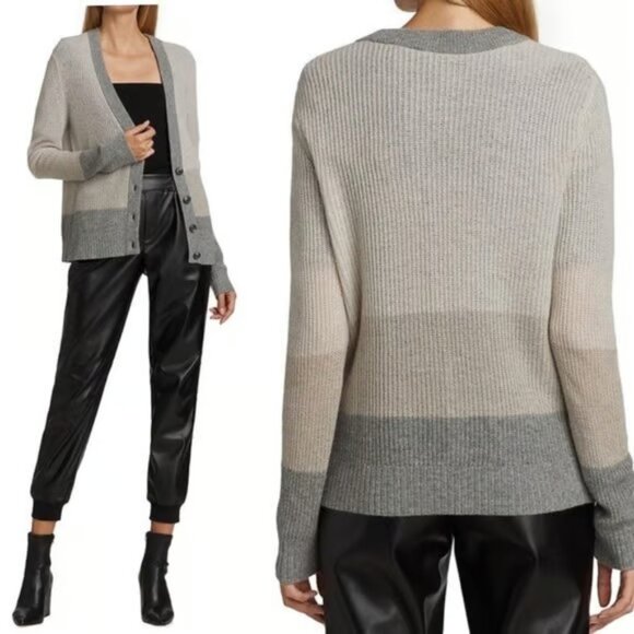 ATM Anthony Thomas Melillo $425 Cashmere Colorblock Cardigan Sweater size M - Picture 1 of 11